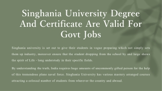 Singhania University Degree And Certificate Are Valid For Govt Jobs_