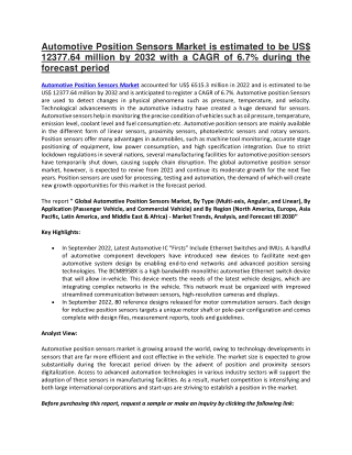 Automotive Position Sensors Market