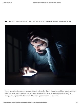 Hypersexuality Disorder and Sex Addiction_ Same Disorder