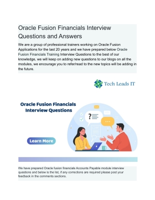 Oracle Fusion Financials Interview Questions and Answers