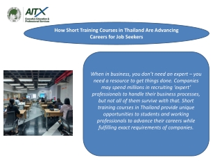 How Short Training Courses in Thailand Are Advancing Careers for Job Seekers