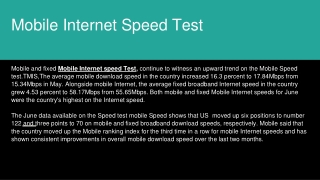 Mobile Internet Speed Test