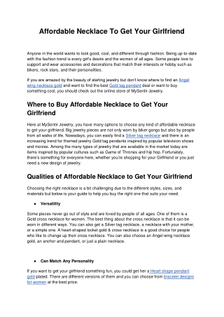 Buy Best  Necklace To Get Your Girlfriend