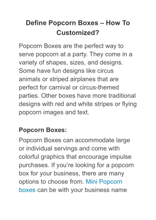 Define Popcorn Boxes – How To Customized