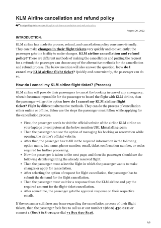 KLM Airline cancellation policy