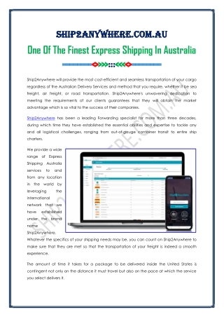 The Finest Express Shipping In Australia