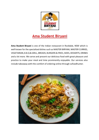 Upto 10% off - Order now from Ama Student Biryani menu