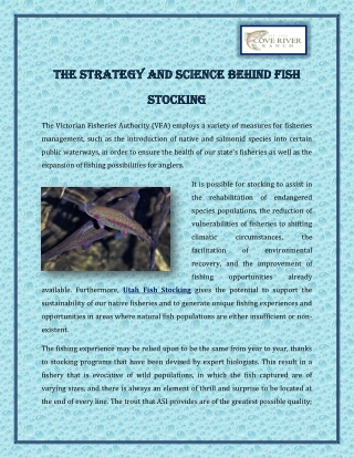 The strategy and science behind fish stocking