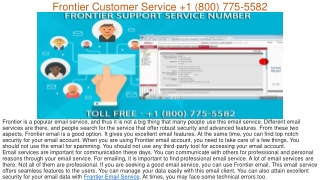 Frontier Customer Service  1 (800) 775-5582