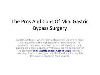 aaa The Pros And Cons Of Mini Gastric Bypass