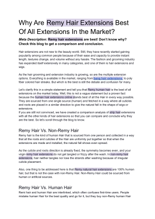 Facts about Indian Virgin Remy Hair Extensions