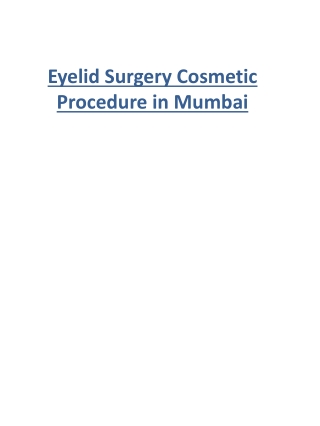 Eyelid Surgery Cosmetic Procedure in Mumbai