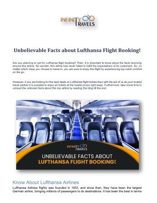 Unbelievable Facts about Lufthansa Flight Booking