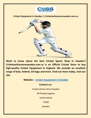 Cricket Equipment in Sweden | Cricketonlinestoresweden.com.se