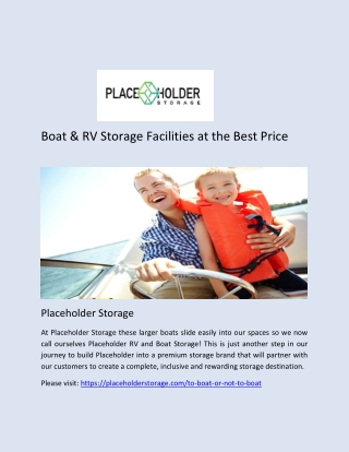 Boat & RV Storage Facilities at the Best Price - Placeholder Storage