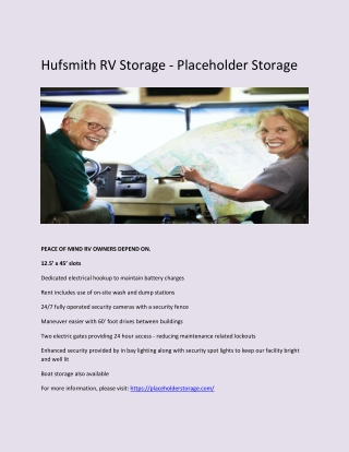 RV Storage Facilities in Hufsmith - Placeholder Storage