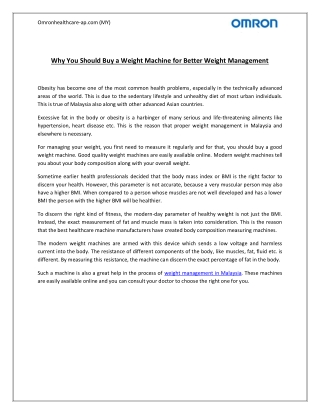 Why You Should Buy a Weight Machine for Better Weight Management