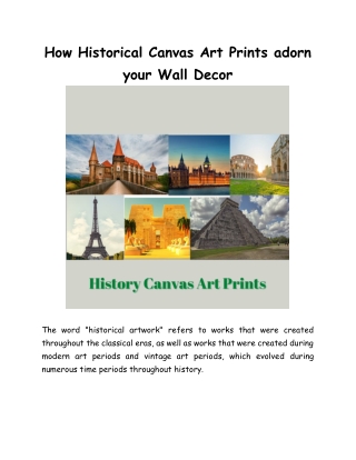 How Historical Canvas Art Prints adorn your Wall Decor