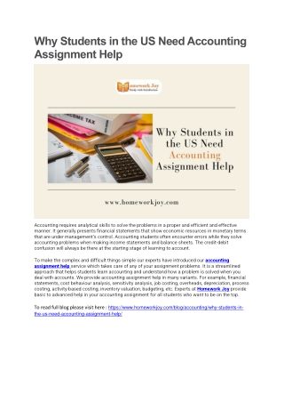 Why Students in the US Need Accounting Assignment Help