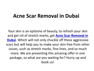 Acne Scar Removal in  Dubai