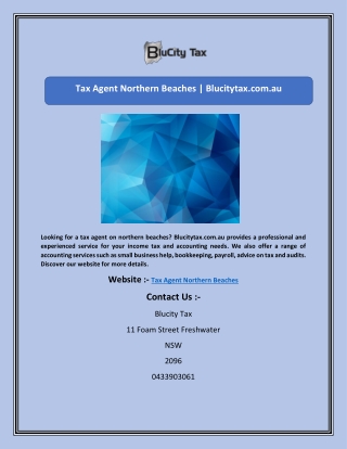 Tax Agent Northern Beaches | Blucitytax.com.au