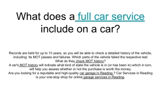 What does a full car service include on a car_