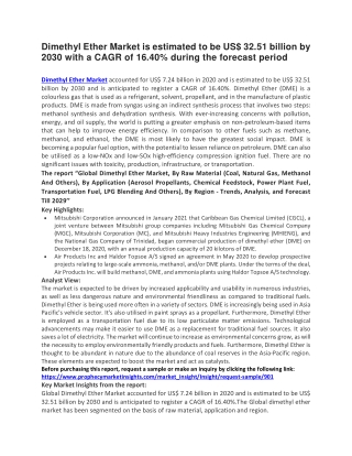 Dimethyl Ether Market