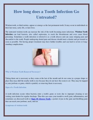How long does a Tooth Infection Go Untreated?