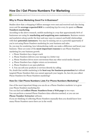 1How Do I Get Phone Numbers For Marketing
