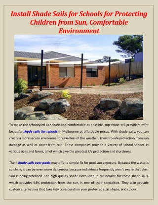 Install Shade Sails for Schools for Protecting Children from Sun, Comfortable Environment