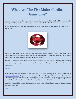 What Are The Five Major Cardinal Gemstones?