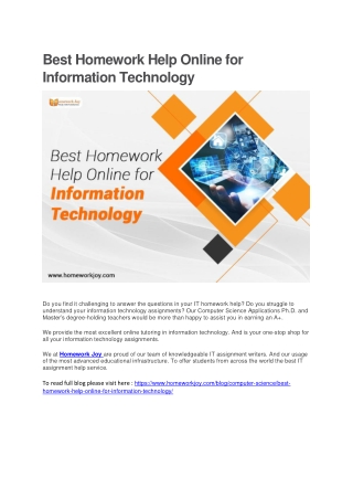Best Homework Help Online for Information Technology
