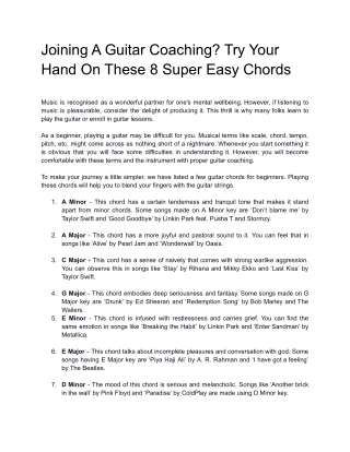 Joining A Guitar Coaching Try Your Hand On These 8 Super Easy Chords