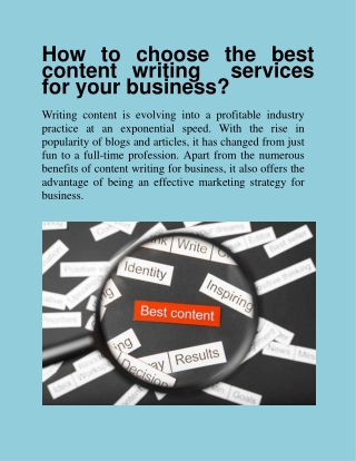 How to choose the best content writing  services for your business?