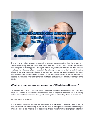 What is Mucus and Mucus color _ What does it mean _ Dr. Virendra Singh