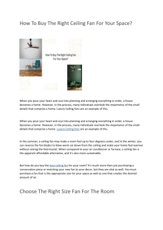 How To Buy The Right Ceiling Fan For Your Space