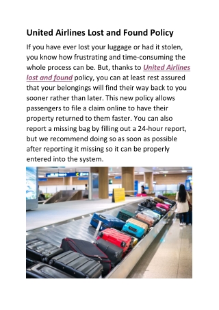 United Airlines Lost and Found Policy