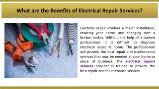 What are the Benefits of Electrical Repair Services