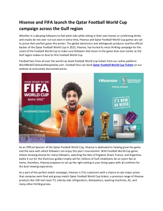 Hisense and FIFA launch the Qatar Football World Cup campaign across the Gulf region