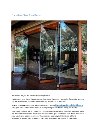 Frameless Glass Bifold Doors