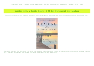 [Download] [epub]^^ Leading with a Humble Heart A 40 Day Devotional for Leaders PDF - KINDLE - EPUB