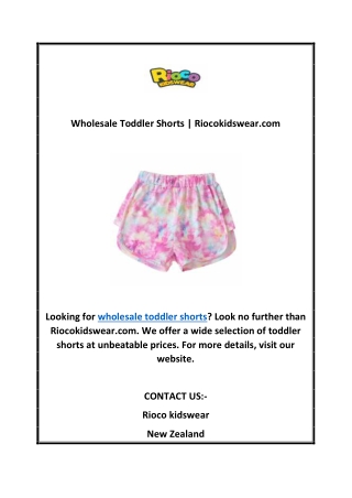 Wholesale Toddler Shorts Riocokidswear