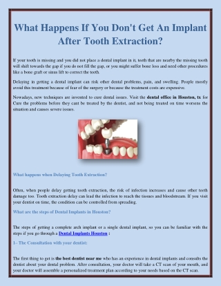 What Happens If You Don't Get An Implant After Tooth Extraction?