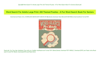 [Epub]$$ Word Search For Adults Large Print 200 Themed Puzzles - A Fun Word Search Book For Seniors