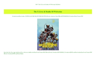 Pdf^^ The X Lives & Deaths Of Wolverine Full Book