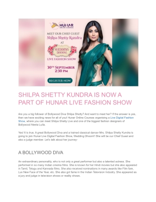 SHILPA SHETTY KUNDRA IS NOW A PART OF HUNAR LIVE FASHION SHOW