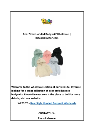Bear Style Hooded Bodysuit Wholesale Riocokidswear