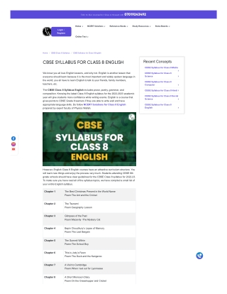 (PDF) CBSE Syllabus for Class 8 English