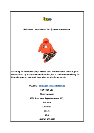 Halloween Jumpsuits for Kids Riocokidswear