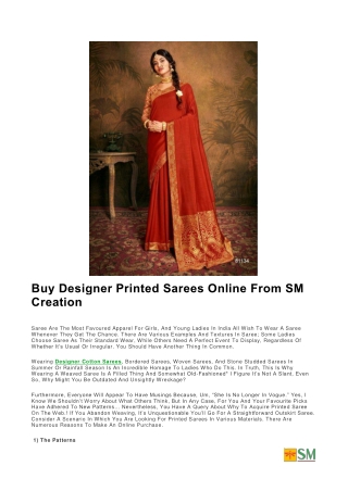 Buy Designer Printed Sarees Online From SM Creation